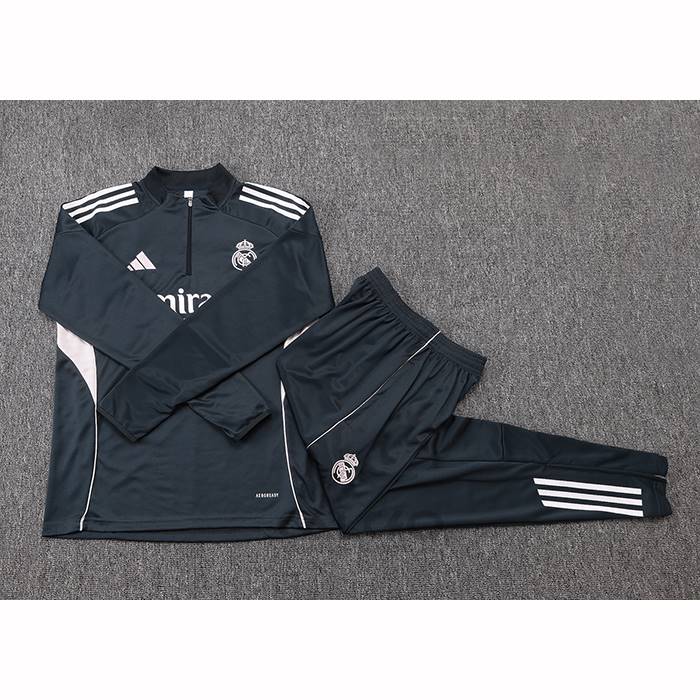 Tuta da Track di Felpa Real Madrid Bambino 2025-2026 Grigio Scuro